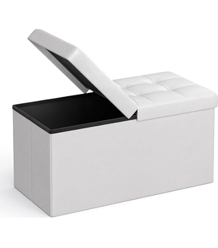 Pouf Contenitore SONGMICS 41cm - Cassapanca Pieghevole, Poggiapiedi, Per Soggiorno O Camera