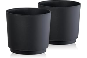 ‎TYMAR Tymar Übertopf Matte, Blumentopf, Blumenübertopf aus Kunststoff, 2er-Pack (Schwarz; ø 17,5 cm)