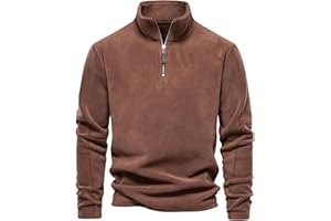 PADOLA Polaire Pull Homme Hiver 1/4 Zip Sweat Homme Polaire Col Montant Sweatshirts Hiver Chaud Pulls épais Col Roulé Pull de Travail Veste Manteau Blouson