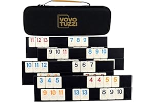 Bucher&Rossini Rummy Cube mit Koffer 4 Spieler Rummy Titel Set mit Zahlen Okey Spiel Set Rummy Brettspiel Inklusive 4 Plastikschalen Israel Mahjong (Schwarz)