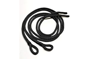 ROTA MARINE 10mm Fender lines 1.5mt / 2.5mt Braid on Braid Whipped Stitched Fender Rope Tie Pack of 2 (Black, 1.5mt)