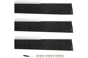 PATIKIL Door Brush Sweeps 3.54" Bristles x 39.37" Long, 3 Sets H-Shape Aluminum Alloy Holder Brush Sweep for Bottom of Door Seal Garage Weather Stripping, Silver/Black