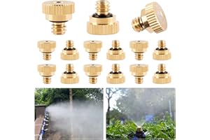 BOFUNX 15pcs Buse d'atomisation 0.2mm Buses de Brumisation en Laiton Atomiseur Buse Tête de Pulvérisation Arroseurs Système de Refroidissement Irrigation pour Jardin Terrasse Patio