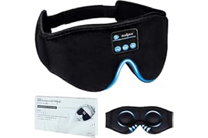 ZUXNZUX Masque de Sommeil Bluetooth 3D Masque de Nuit Sommeil Pour Dormir Faire la Sieste Voyager Yoga Méditation femme et Homme - Noir