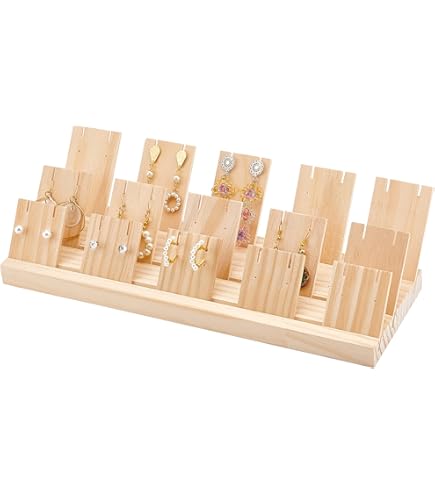Présentoir à Bijoux En Bois Perforé Avec 78 Crochets - 20x10x35.5 Cm - Support D'Organisation Pour Boucles D'Oreilles, Bracelets, Porte-clés