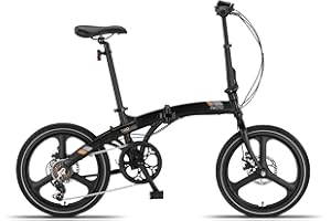 PACTO Dwa rower składany 20 cali z systemem szybkiego składania (10 sek), aluminiowa rama, lekki (13 kg), 6 biegów Shimano, podwójny hamulec tarczowy i światło LED