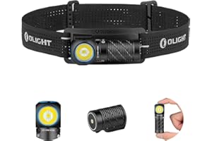 OLIGHT Perun 3 Mini Torcia Frontale Ricaricabile 1250 Lumen 155m Portata, Luce Bianca e Rossa, Leggera per Escursionismo, Campeggio e Outdoor (Nero)