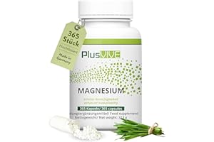 PlusVive Magnesium Kapseln hochdosiert I 1x 365 Kapseln I 700mg Magnesium Hydroxid pro Kapsel I Magnesium aus Meerwasser I mit Papain & Spirulina I Nahrungsergänzungsmittel vegan & laborgeprüft
