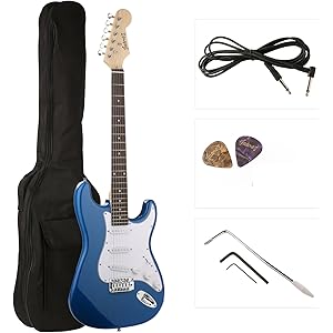 Juarez JRZ-ST38-BL Electric Guitar Kit, Right Handed BLUE with Case/Bag and Picks