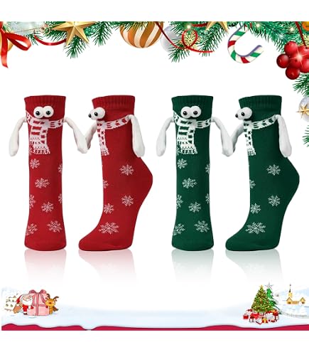 OIXEYA 2 Paia Calze Magnetiche Sposa e Sposo, Calzini Divertenti che si Tengono la Mano, Regali di Coppia Divertenti per Nozze e San Valentino Natale