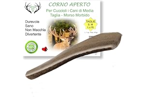 ARTISAN GIFT CO Os Corni di Cervo Aperto per Cuccioli e Cani con un Morso Delicato, peso minimo dell'unità 81gr. (L - 1 pz.)