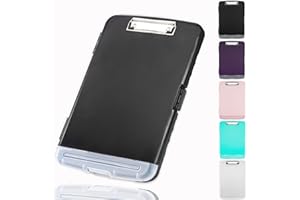 Pechor Clipboard with Storage Box A4, Plastic Clipboards with Separate Pen Compartment, Clip Board Ideal for School, Office, Medical Personnel, Side-Opening (Black)