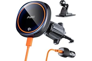 A2C für Magsafe Autohalterung mit Ladefunktion mit USB Ladeadapter, 15W Handyhalterung Auto mit Ladefunktion für Magsafe, Ladegerät Auto Magnet Wireless Charger für iPhone 16 15 14 13 12 Pro Max Mini