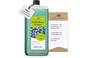 Konfitee Heidelbeer Dünger Flora Boost 500ml I Für bis zu 100L Gießwasser I Obst- & Beerendünger für Heidelbeeren I Flüssiger Blatt- & Wurzeldünger I 100% natürlicher Pflanzendünger
