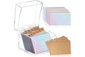 XUWAIDSGN 300 Sheets Index Cards Lined Boxes A8 Colour Gradient 8.5 x 8.5 x 7.5 cm Flashcards Vocabulary Cards with Box 300 Index Cards Colourful 10 Index Cards for On the Go Learning Notes