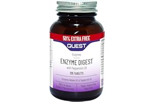 Quest Enzyme Digest With Peppermint Oil & Betaine. 90+45 Vegan Tablets For Bloated Stomach And Indigestion. Dairy & Gluten Free Enzymes Digestion Supplement For Bloating And Heartburn Relief (1 Pack)