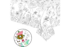 POPOYU Coloring Tablecloth for Kids,137*274cm Giant Colouring Table Cloth,Paper Tablecloths Flowers and Butterflies Rectangular Table Cover for Parties,Art Coloring Educational Tablecloth for Boys Girls