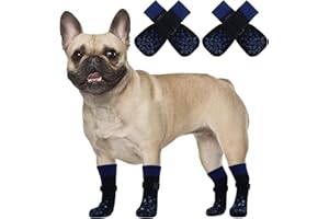 PUMYPOREITY 2 Pairs Cat Sock for Injured Paws, Christmas Socks for Cats Stop Scratching Dog Paw Protectors for Injured Paws Anti-Slip Grip Socks Foot Protector Puppy Socks Protective Socks(Blue, S)