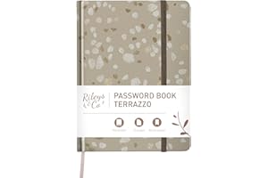Rileys & Co. Carnet de Mot De Passe Avec Onglets de A à Z - Cahier Répertoire Alphabétique De Mot De Passe - Livre De Mot De Passe, Conserver Vos Identifiants Web (20,3 x 15,2 cm, Terrazzo Beige)