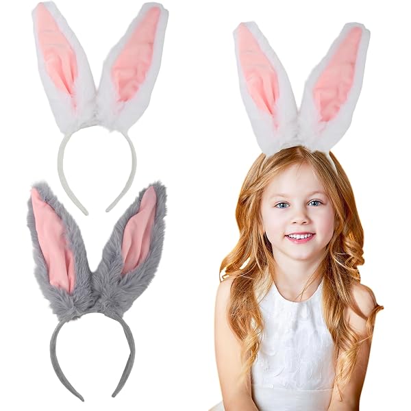 JJiaoLinin 2 Pièces Bandeau Oreilles De Lapin Tout Doux – Accessoire Cosplay Et Photo, Idéal Pour Fêtes Et Déguisements Mignons (Rose Blanc)