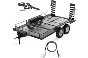 AMK Kit de construcción de metal 1/10 RC remolque con receptor de montaje de enganche y cuerdas de transporte para coches orugas Axial SCX10 D90 Wrangler TRX4 TRX6 Redcat GEN8