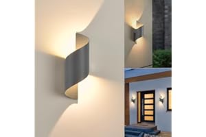 KUKAK LED Applique Murale intérieur/Extérieur,10W 3000K blanc chaud Lampe Murale,Moderne Up Down Luminaire Murale,Éclairage Mural Etanche IP65,Spirale Métal Appliques Murales pour Bar,Chambre à Coucher