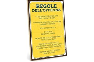TypeStoff Targa in legno con aforisma - Regole dell’officina - In stile vintage con frase, articolo da regalo e decorazione a tema papà e tuttofare - HS-00507-IT
