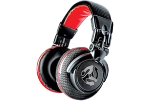 Numark Red Wave Carbon - lekkie, wysokiej jakości słuchawki DJ-skie z przegubami obrotowymi, sterownikami 50 mm, zdejmowanym kablem, adapterem 3,5 mm i torbą