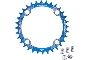 QIAMNI 104 BCD 32T 34T 36T 38T Narrow Wide Single Chain Ring with 4 Pieces Sprocket Bolts for Road Bikes, Mountain Bikes, BMX MTB Bike
