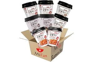 MiFan Tteokbokki Box – Gâteau de Riz Coréen Instantané | Snack Coréen Topokki Prêt en 3 min | Multiples Saveurs, Pack Individuel ou Coffret Assorti (8 pièce, saveurs variées)