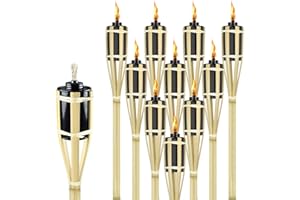 XMTECH Juego de antorchas de jardín, 12 unidades, antorchas de bambú, antorchas de aceite para exteriores, 90 cm de naturaleza, antorchas para exteriores, lámpara de aceite decorativa de jardín