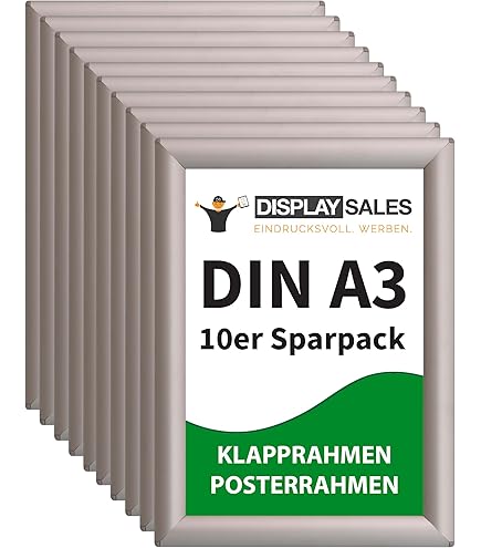 Europel Economy Snap frame, A4, kleur zilver, aluminium profiel 25 x 11 mm, voor posters 21 x 29,7 cm, anti-reflecterende folie, weergave van reclame, menu's, hotel, kantoor, restaurant
