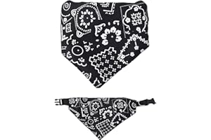 FuninCrea Bandana per Cani con Triangolo, Animale Domestico Sciarpe con Bretelle Regolabili, Bandana alla Moda Cane con Modello a Fiori, Bandana Cane Collar per Cani di Piccola Media Taglia (Nero)