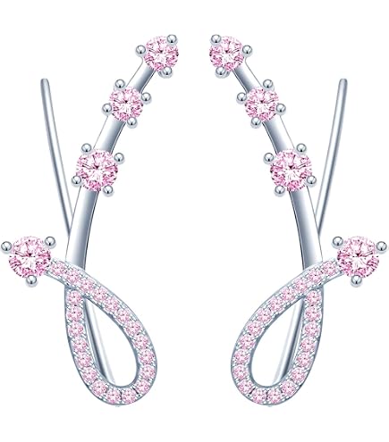 Ear Crawler Orecchini Rampicanti A Forma Di Rosa Con Cristalli - Design Vite Floreale, Clip-on Regolabile - Colore Oro O Argento
