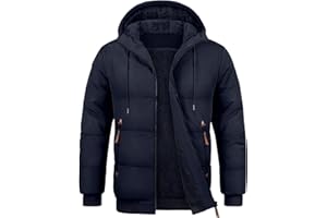 Voqeen Chaqueta Hombre Invierno Forro Polar Cálido Cazadora Acolchada con Capucha y Bolsillos Abrigos Parka Térmica Casual al Aire Libre Otoño