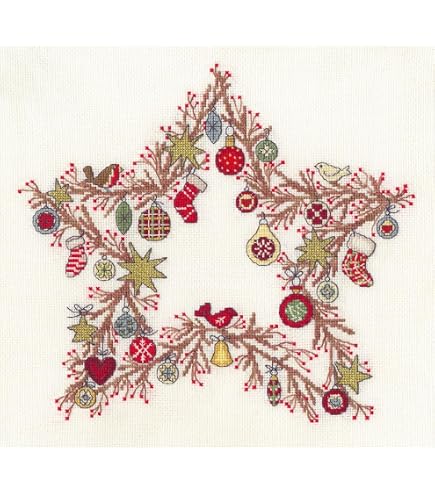 Kit Broderie Point De Croix Bothy Threads - Arbre De Joie, Toile Aida 16 Points, Fils Coton Et Dorés Inclus