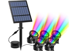 Lampe de Bassin Solaire, 5 packs Projecteurs LED Submersibles, Lumières Sous-Marine, Éclairage Extérieur, Spots Solaire avec 2 Modes, RGB Changement Couleur, IP68 étanche, Lumière d'éclairage Amphibie