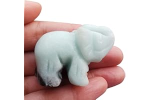 Lovionus89 Statuetta di elefante in cristallo intagliata a mano di 40 mm, decorazione scultura animale per la casa e l'ufficio, Amazzonite