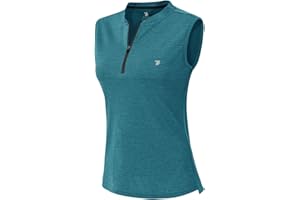 YSENTO Womens Sleeveless Golf Polo Shirts Zip UP Tennis Sports Athletic Tank Tops UPF 50+