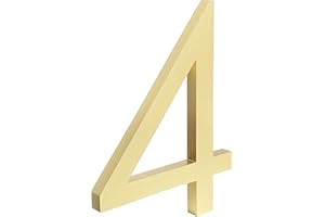 HASWARE Numéro de Maison Flottant 6 Pouces (15 cm) Numéros de Porte élégants Plaque Alphabet Numéros d'adresse du Domicile de la Rue (4, Doré)