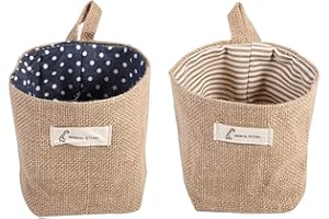 ZXCV5MIUOE, 2 pezzi Tasche Portaoggetti Lino Cotone da Appendere con Borsa in lino di cotone Sacca Portaoggetti Appesa per Camera da letto Organizer da appendere per corridoio bagno