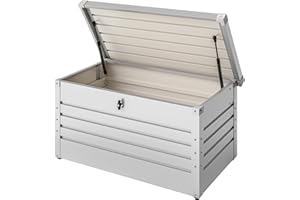 Gardebruk® Baúl Metálico 120x62x63cm 385L Blanco Cajón de Jardín máx.100Kg Arcón de Acero Cerradura