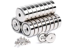 OCEUMAOA 26Pack Neodymium Magnets Strong Magnet 15lb+ Pulling Force with Countersunk Hole and Screws Extra Strong Magnets 16mm Silver