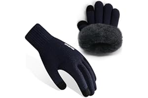 Rahhint Pure Wool Thermal Winter Gloves for Men Women Knit Gloves with Fleece Lining Insulated Liner Keep Hand Warm Gift