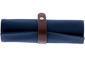 Legami - Astuccio in Cotone Canvas, 24,3x19,8 cm, Roll Up, Chiusura con Bottone Regolabile, all'Interno 7 Spazi di Diverse Dimensioni, Blue, Adatto per Disporre il Materiale all'Interno ordinatamente