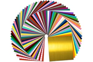 Prime Vinyl 70 Permanent Vinyl Sheets, Self Adhesive Vinyl for cricut, 12” x 12” 65 Vinyl Sheets with 5 Transfer Tape, Vinyl Sheets for cricut Machine, Cutting Machine
