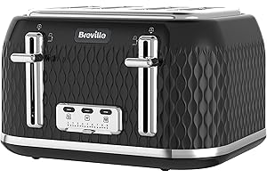 Breville Curve 4 Slice Toaster with High Lift & Wide Slots | Black & Chrome [VTT786]