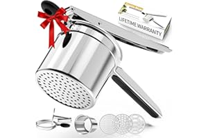 ‎SPEENSUN SPEENSUN Kartoffelpresse & Spätzlepresse aus Edelstahl (450 ML) mit 3 austauschbaren Sieben, rutschfestem Silikongriff - spülmaschinenfest & 180 Tage Garantie