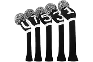 SCOTT EDWARD Golf Head Covers for Woods 5 PCS Knit Golf Club Cover Driver Cover*1 Fairway Wood*2 Hybrid (UT)*2