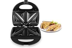 Gotoll Appareil à Sandwich Toaster Croques Monsieur Sandwich Maker 2 Tranches Machine Grill 700W Plaque Antiadhésive - Noir